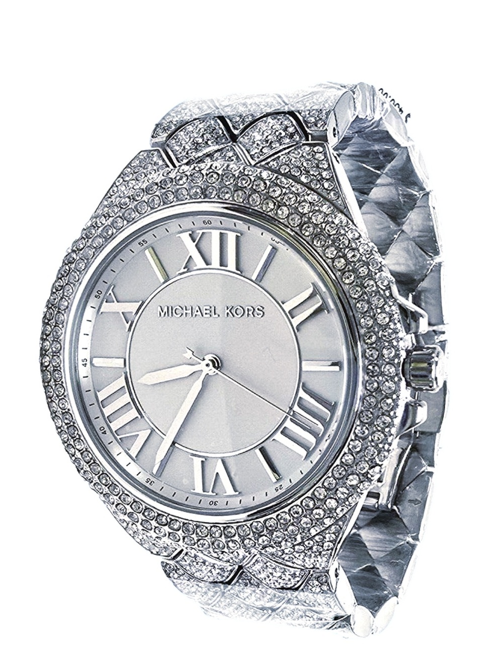 NIB! $450 Michael Kors CAMILLE Oversized Pave Encrusted Stainless Steel Watch